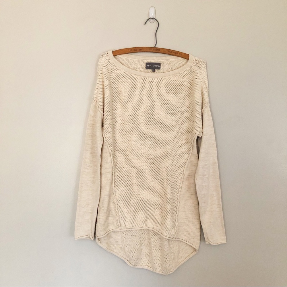 Michael Stars Cream High Low Loose Tunic Sweater